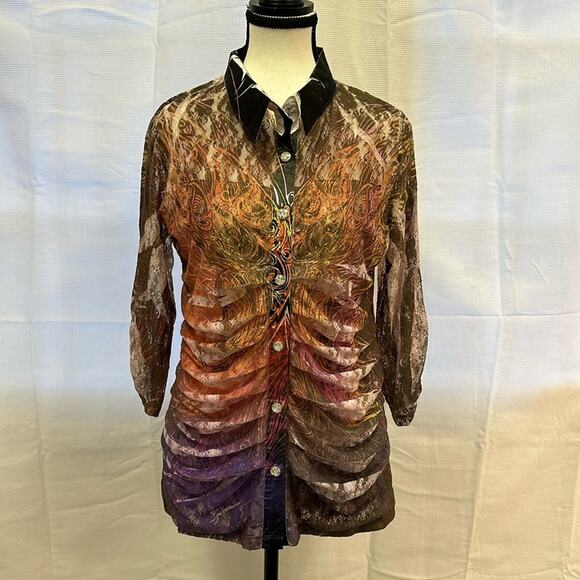 Unique FANTAZIA Button-Up Shirt - Size Large - Picture 2 of 11